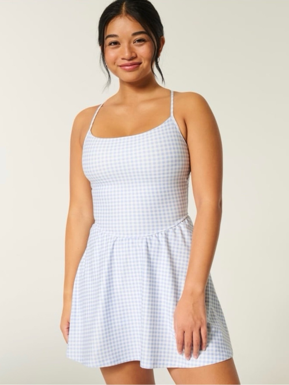 Gilly Hicks Active Strappy Athletic Skort Dress Blue White Gingham Size XS